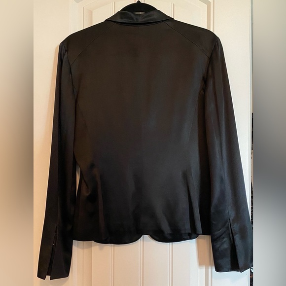 ECI Black Blazer Jacket 100% Silk with Notched Lapel Size 4 - Picture 5 of 16